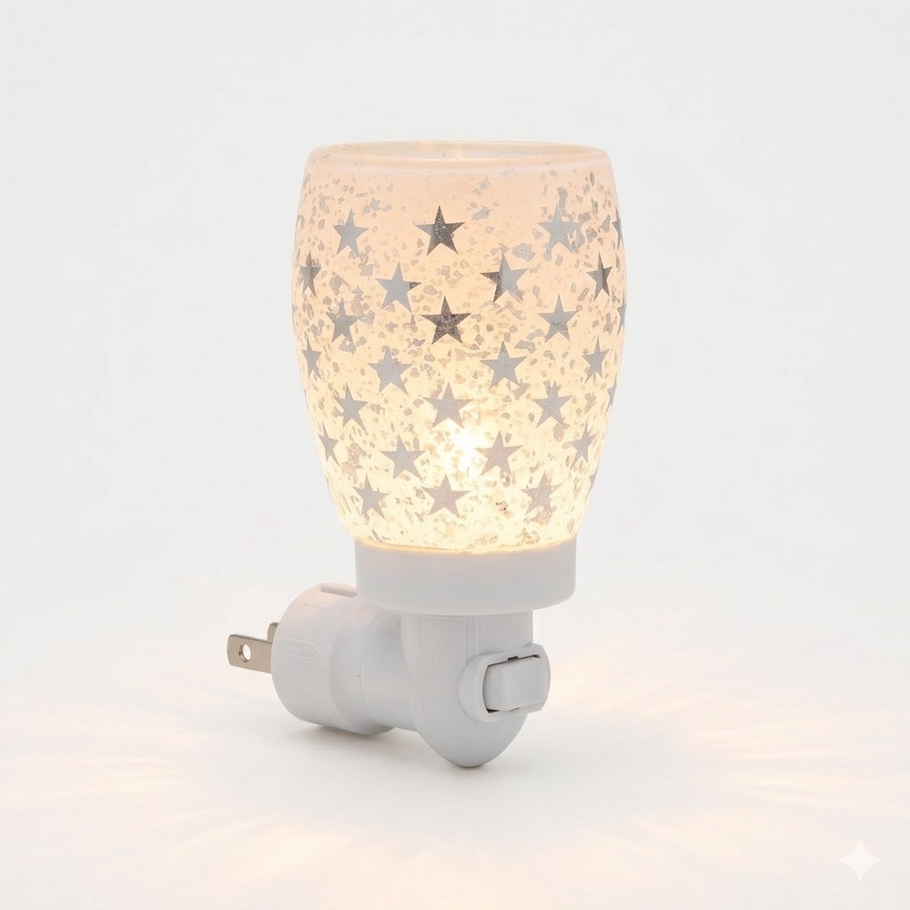 Scentsy Seeing Stars Mini Warmer White Ceramic Plug-In Night Light Wax Melter